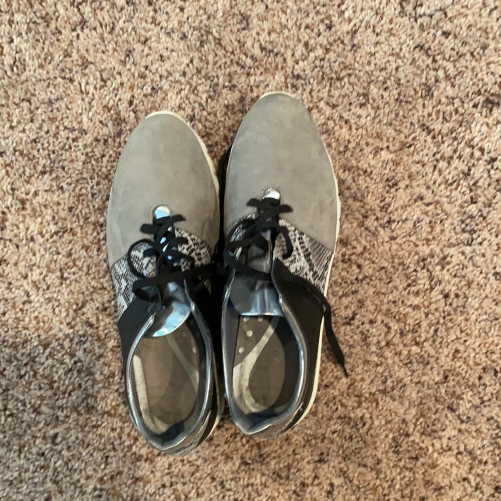 Suede Silver Snakeskin Sneakers